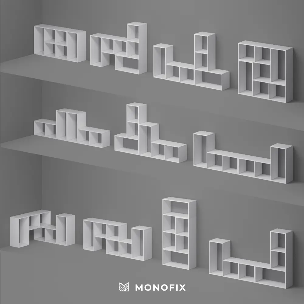 Фото 6 Стеллаж Monofix Одос 3 секции 101.8x70x29 см ЛДСП цвет белый Фото 6 Стеллаж Monofix Одос 3 секции 101.8x70x29 см ЛДСП цвет белый