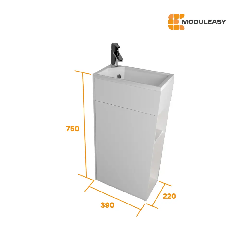 Фото 5 Тумба с раковиной в ванную напольная Moduleasy Luiza L Ц0000040072 40x20 см, цвет белый глянец Фото 5 Тумба с раковиной в ванную напольная Moduleasy Luiza L Ц0000040072 40x20 см, цвет белый глянец