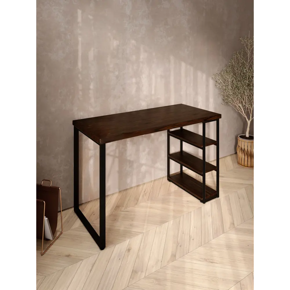 Фото 4 Стол письменный Solarius Loft 80x76.5x140 см металлические ножки цвет черный/венге Фото 4 Стол письменный Solarius Loft 80x76.5x140 см металлические ножки цвет черный/венге