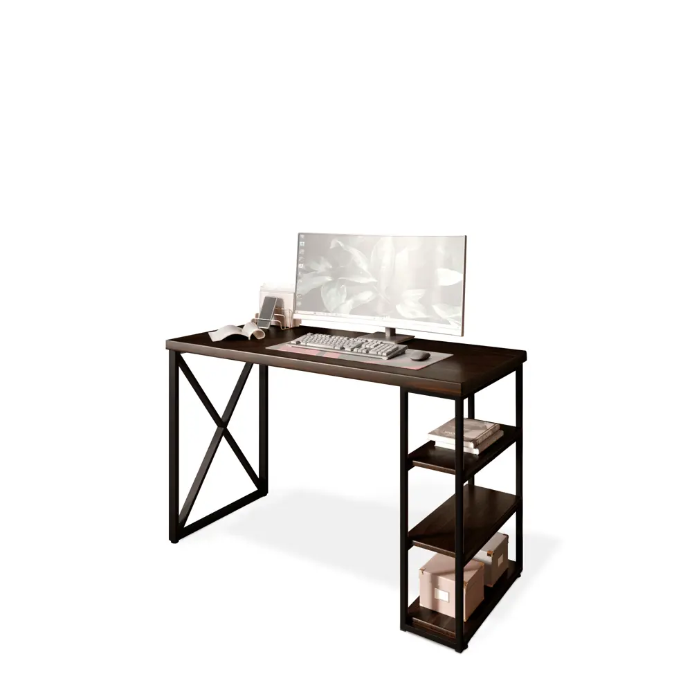Фото 2 Стол письменный Solarius Loft 80x76.5x120 см металлические крестообразные ножки цвет черный/венге Фото 2 Стол письменный Solarius Loft 80x76.5x120 см металлические крестообразные ножки цвет черный/венге