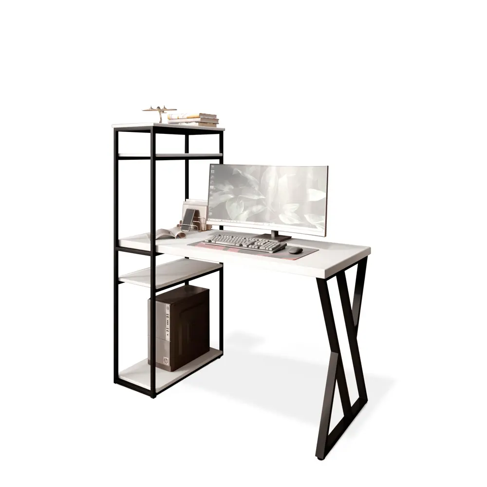 Фото 2 Стол письменный Solarius Loft 80x148x140 см металлические Z-образные ножки цвет белый/черный Фото 2 Стол письменный Solarius Loft 80x148x140 см металлические Z-образные ножки цвет белый/черный