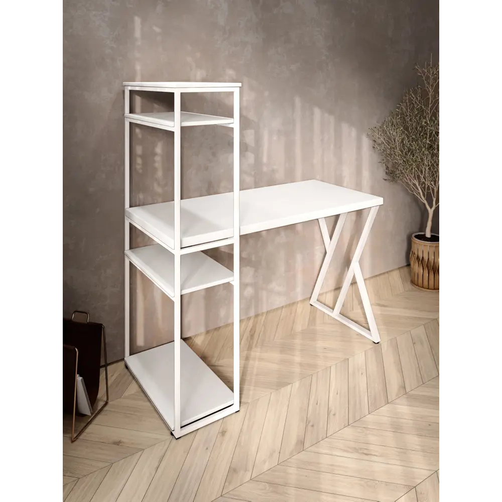 Фото 4 Стол письменный Solarius Loft 80x148x120 см металлические Z-образные ножки цвет белый Фото 4 Стол письменный Solarius Loft 80x148x120 см металлические Z-образные ножки цвет белый