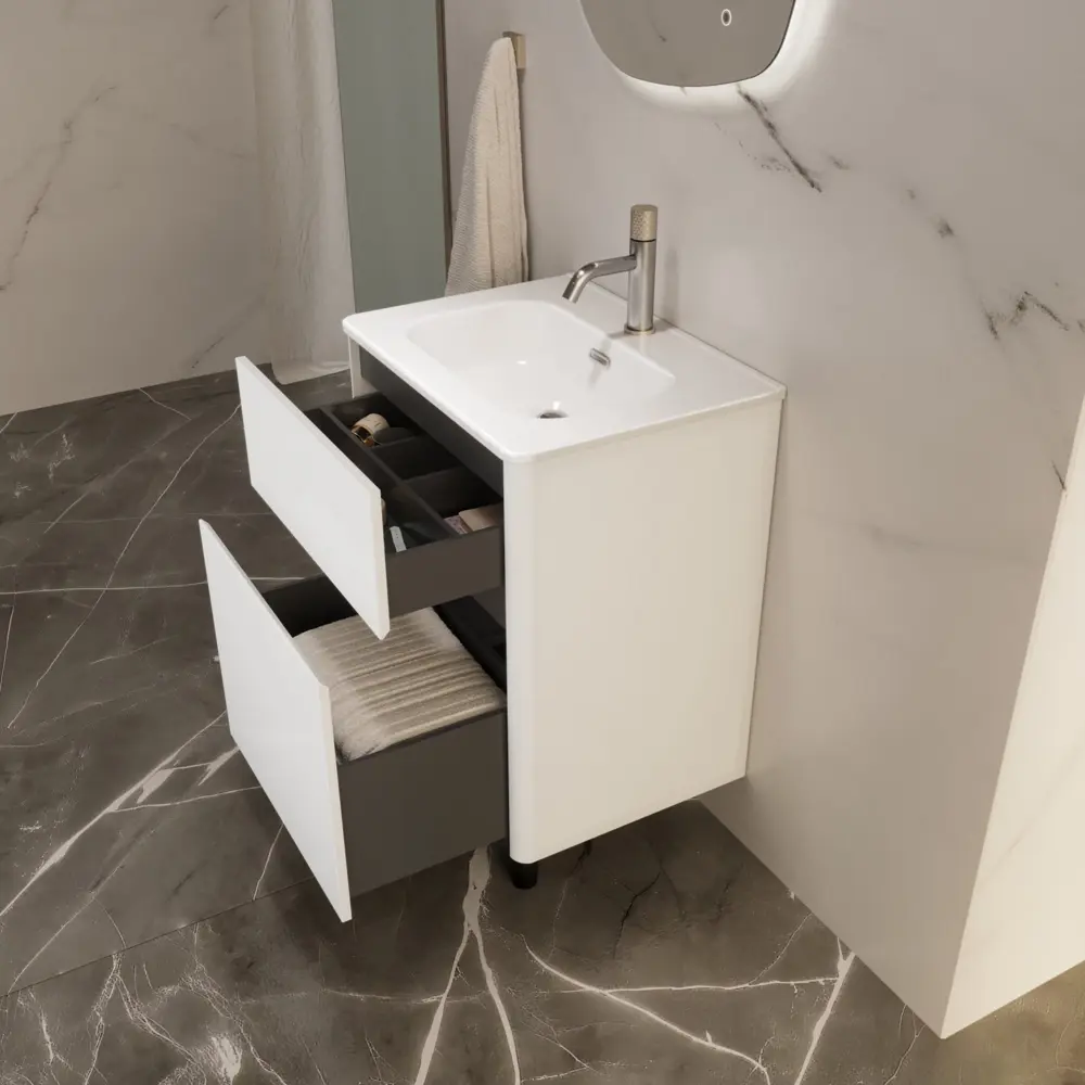 Фото 5 Тумба с раковиной в ванную напольная Moduleasy Bloom Ц0000044394 61x46 см цвет белый