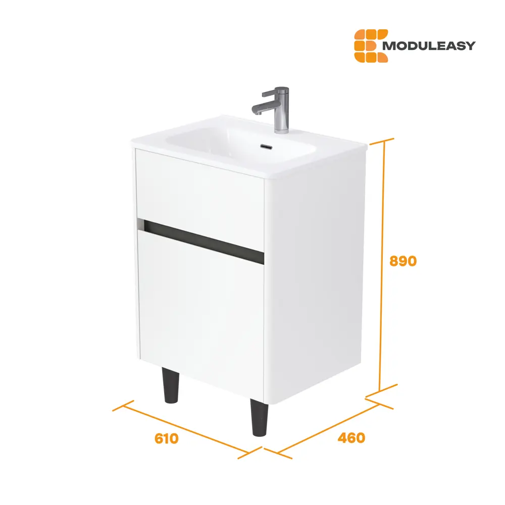 Фото 7 Тумба с раковиной в ванную напольная Moduleasy Bloom Ц0000044394 61x46 см цвет белый