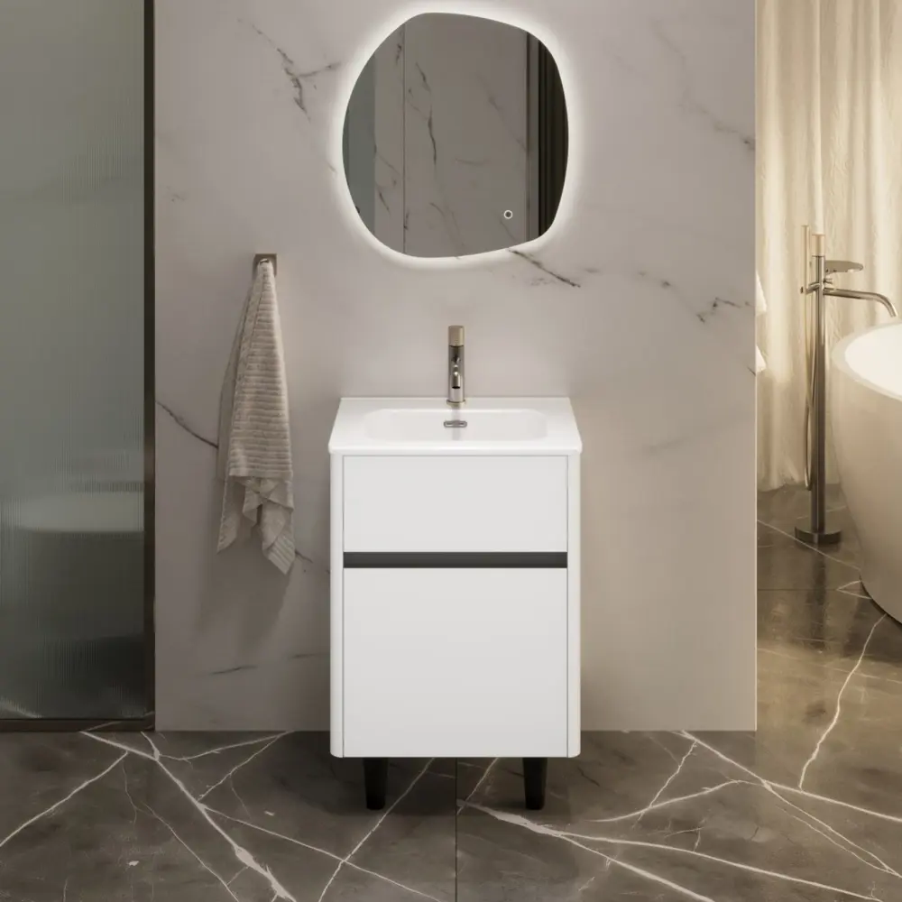 Фото 4 Тумба с раковиной в ванную напольная Moduleasy Bloom Ц0000044394 61x46 см цвет белый