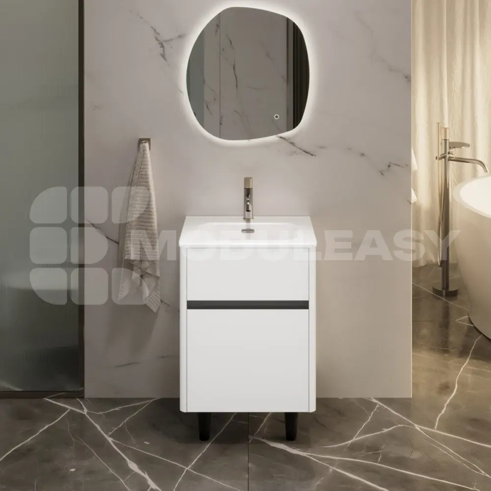 Фото 10 Тумба с раковиной в ванную напольная Moduleasy Bloom Ц0000044394 61x46 см цвет белый