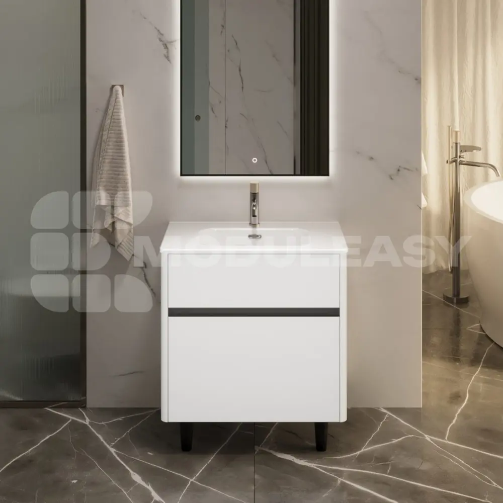 Фото 10 Тумба с раковиной в ванную напольная Moduleasy Bloom Ц0000044402 81x46 см цвет белый