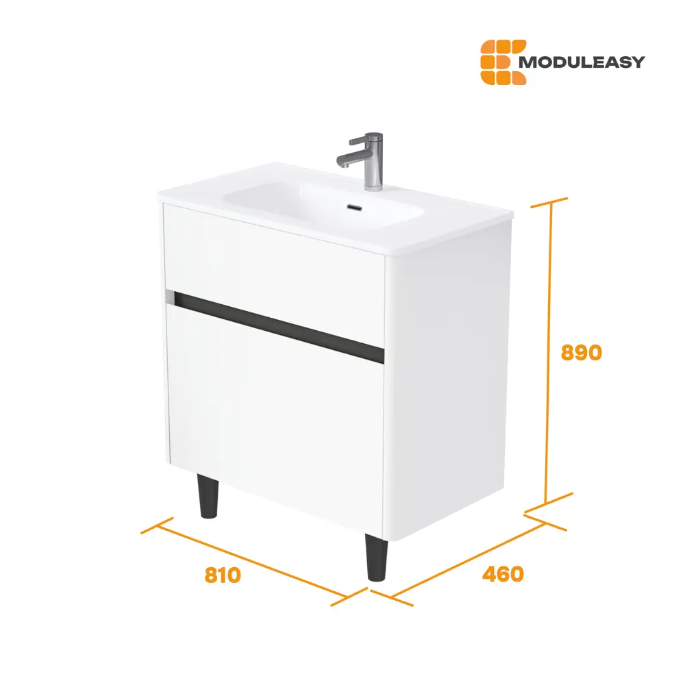 Фото 7 Тумба с раковиной в ванную напольная Moduleasy Bloom Ц0000044402 81x46 см цвет белый