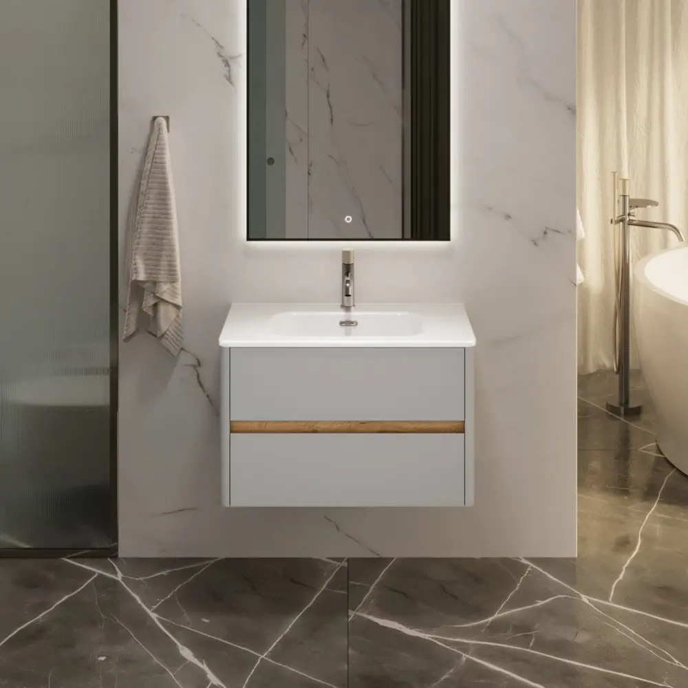 Фото 4 Тумба под раковину подвесная Moduleasy Ц0000044403 81.8см с раковиной цвет Агатовый серый Фото 4 Тумба под раковину подвесная Moduleasy Ц0000044403 81.8см с раковиной цвет Агатовый серый