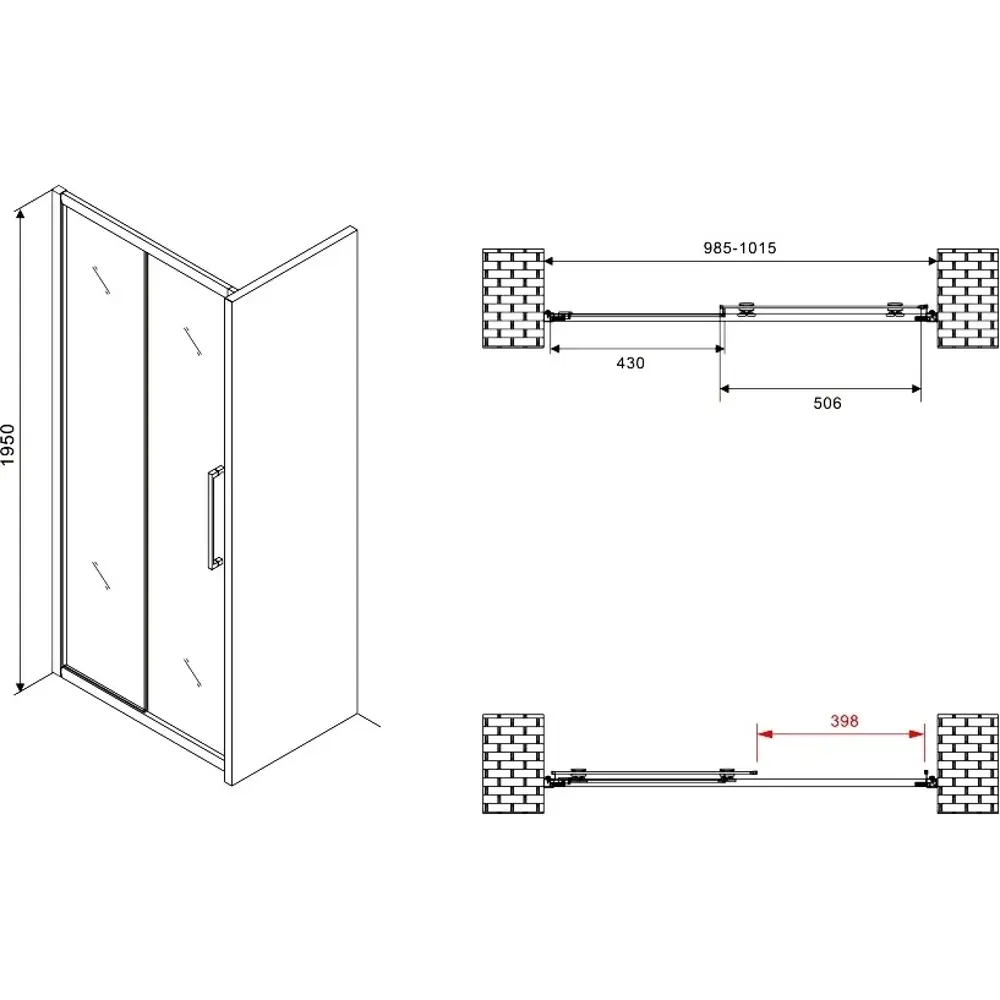 Фото 5 Душевая дверь Abber Schwarzer Diamant AG30100H 100 см цвет профиля серебристый блеск стекло прозрачное Фото 5 Душевая дверь Abber Schwarzer Diamant AG30100H 100 см цвет профиля серебристый блеск стекло прозрачное