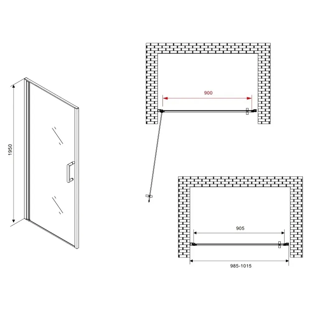 Фото 5 Душевая дверь Abber Sonnenstrand AG04100, 100 см цвет профиля серебристый блеск стекло прозрачное