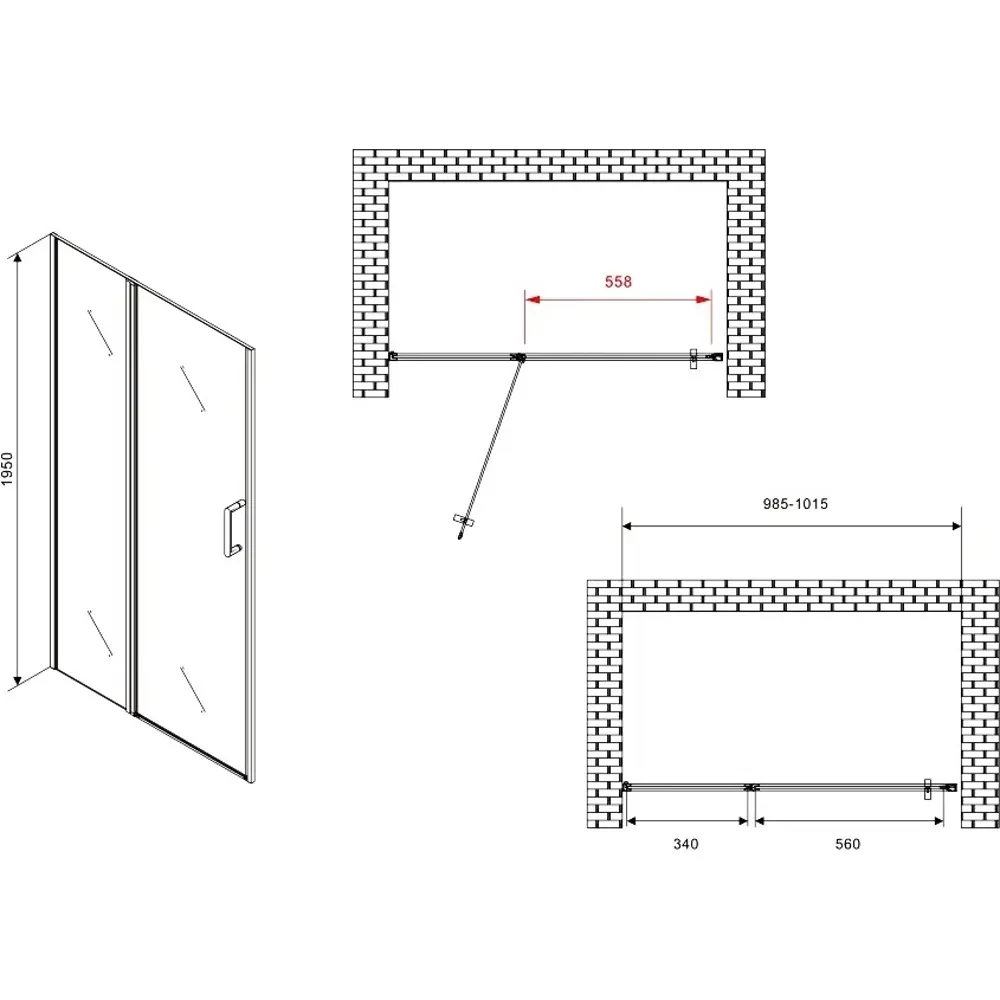 Фото 5 Душевая дверь Abber Sonnenstrand AG04100MS, 100 см цвет профиля серебристый блеск стекло матовое