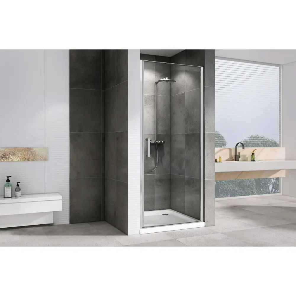 Фото 2 Душевая дверь Abber Sonnenstrand AG04090, 90 см цвет профиля серебристый блеск стекло прозрачное