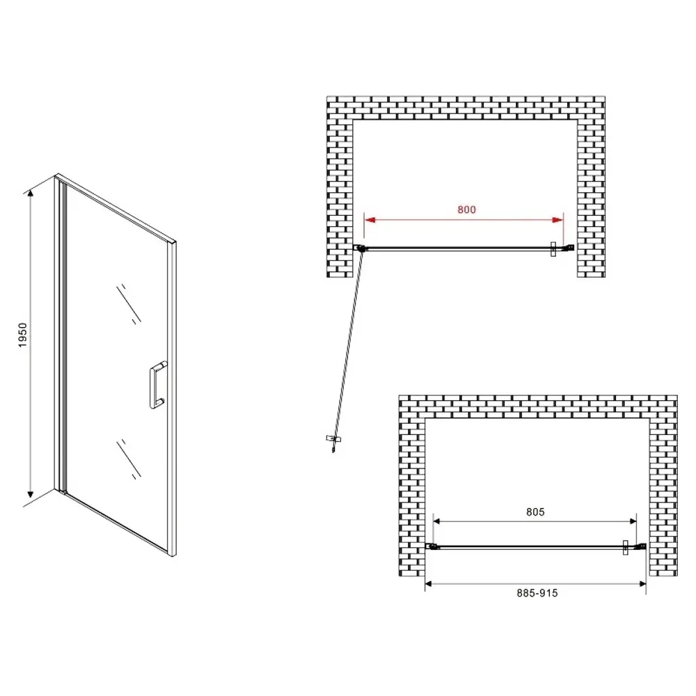 Фото 5 Душевая дверь Abber Sonnenstrand AG04090, 90 см цвет профиля серебристый блеск стекло прозрачное