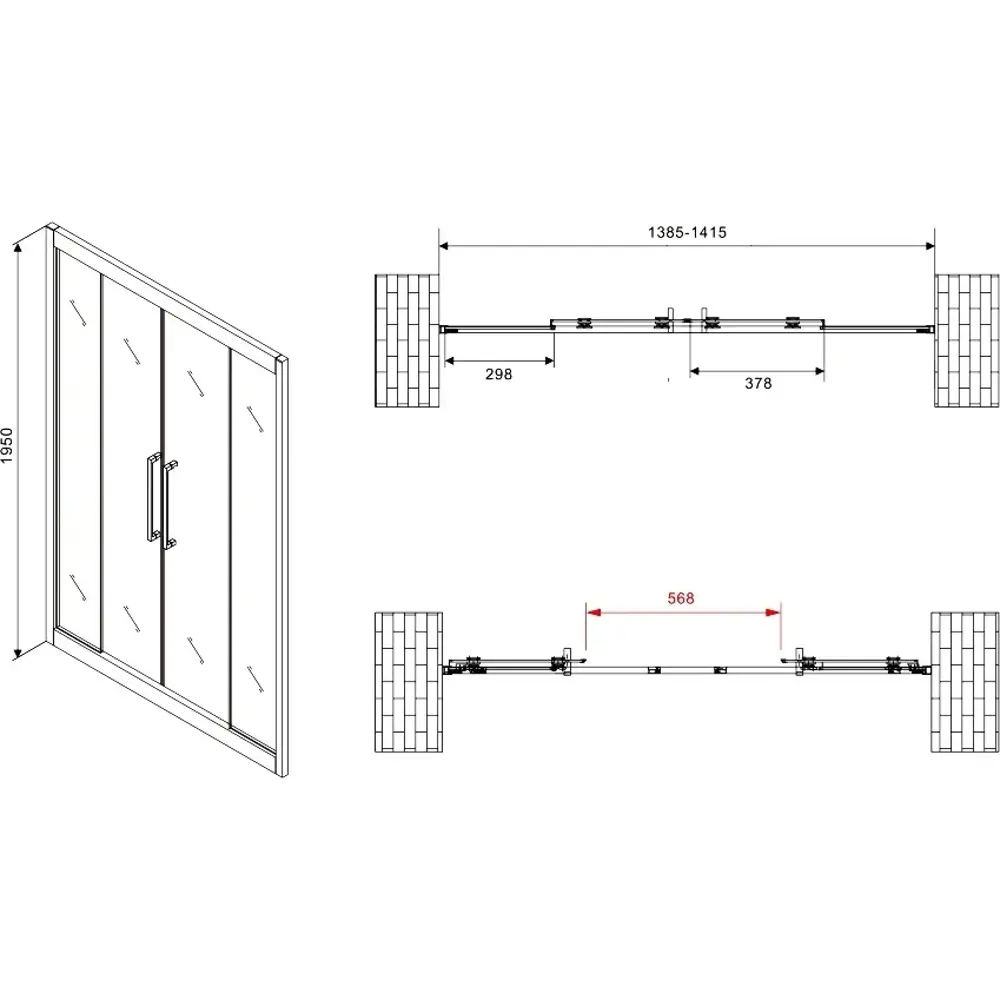 Фото 6 Душевая дверь Abber Schwarzer Diamant AG33140BH, 140 см цвет профиля черный стекло прозрачное