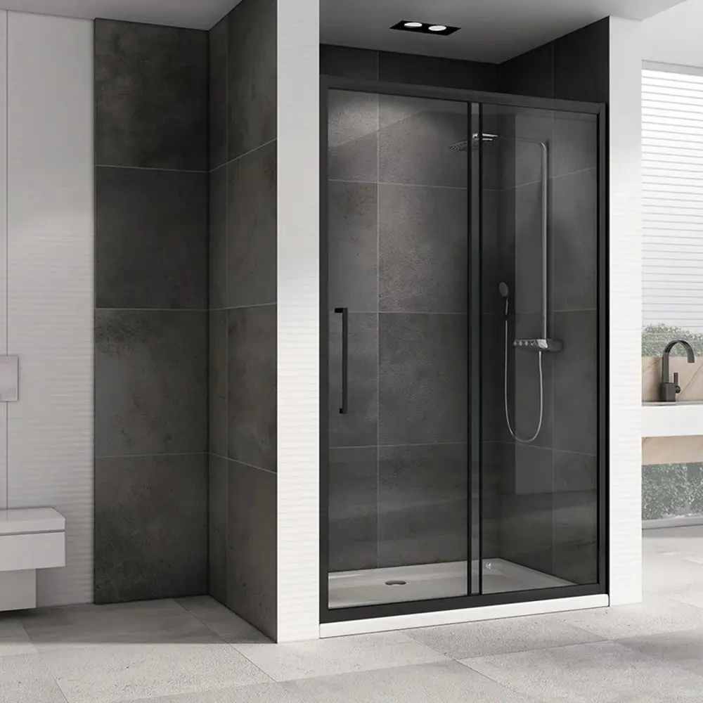 Фото 2 Душевая дверь Abber Schwarzer Diamant AG30130BH 130 см цвет профиля черный стекло прозрачное Фото 2 Душевая дверь Abber Schwarzer Diamant AG30130BH 130 см цвет профиля черный стекло прозрачное