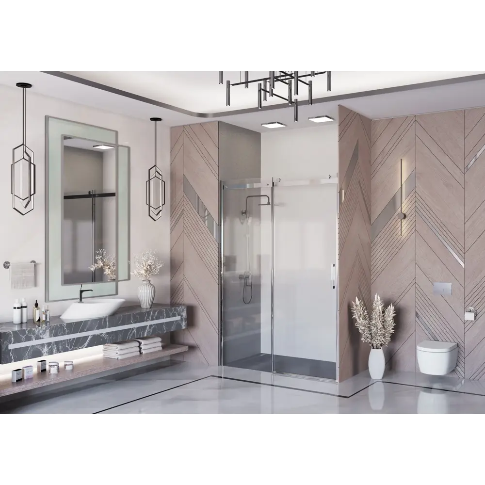 Фото 2 Душевая дверь Ambassador Benefit 19021103HX 140 см цвет профиля серебристый блеск стекло прозрачное