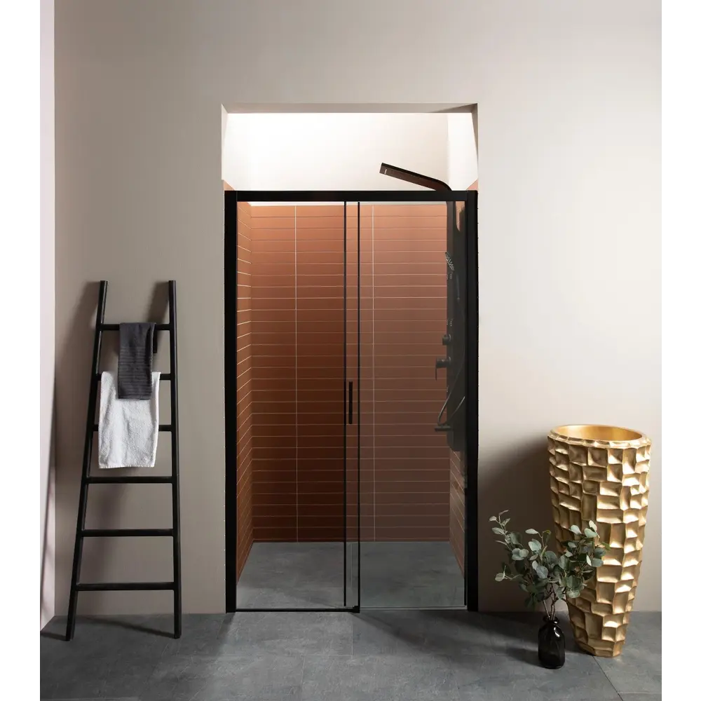 Фото 4 Душевая дверь Aquanet Pleasure AE60-N-150H200U-BT цвет профиля черный стекло прозрачное Фото 4 Душевая дверь Aquanet Pleasure AE60-N-150H200U-BT цвет профиля черный стекло прозрачное