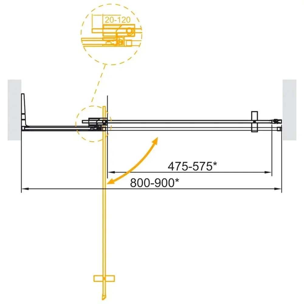 Фото 3 Душевая дверь Cezares SLIDER-B-1-80/90-GRIGIO-BORO 90 см цвет профиля золотистый стекло тонированное