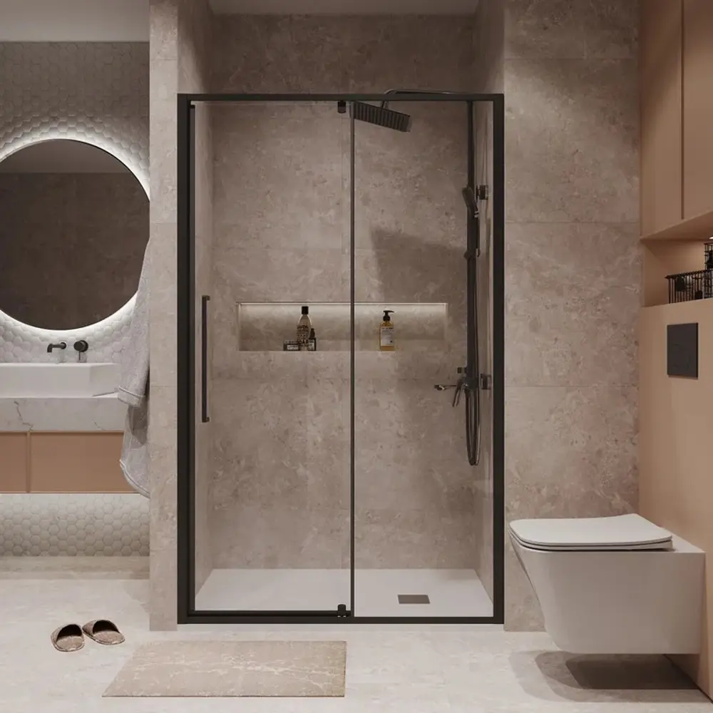 Фото Душевая дверь Niagara Nova NG-85-12AB, 120 см цвет профиля черный стекло прозрачное Фото Душевая дверь Niagara Nova NG-85-12AB, 120 см цвет профиля черный стекло прозрачное