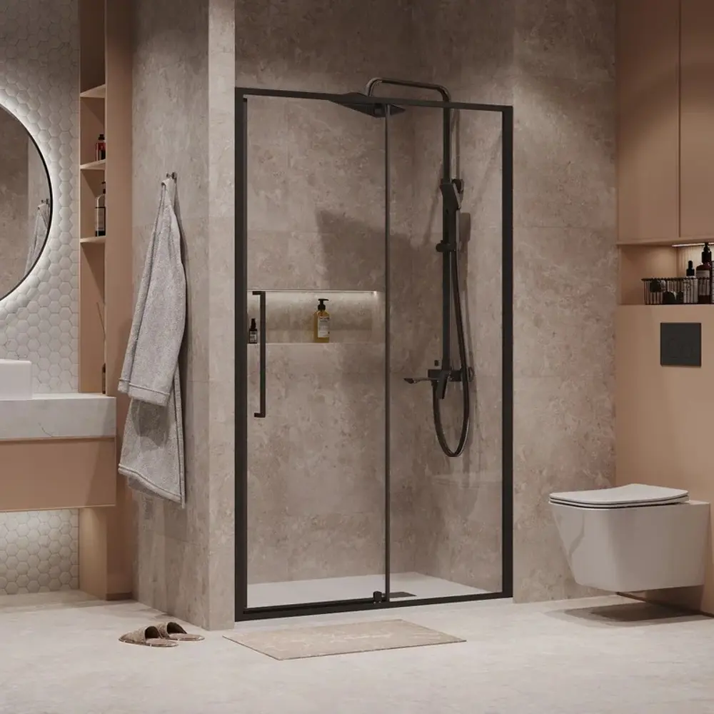 Фото 2 Душевая дверь Niagara Nova NG-85-11AB, 110 см цвет профиля черный стекло прозрачное Фото 2 Душевая дверь Niagara Nova NG-85-11AB, 110 см цвет профиля черный стекло прозрачное