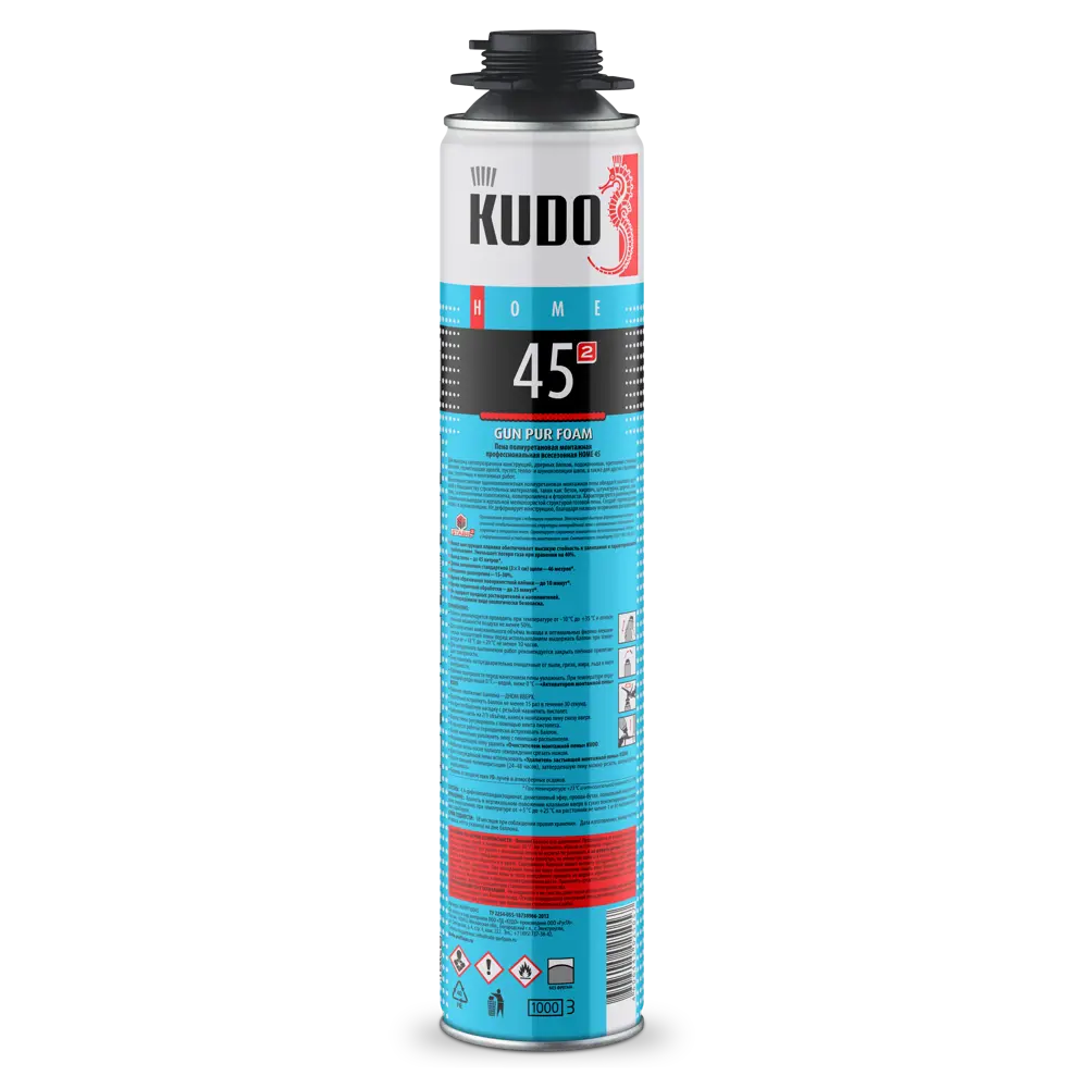 Фото 3 Пена монтажная профессиональная Kudo Kuphp10u45 45 шумоизоляционная всесезонная 1000 мл 12 шт Фото 3 Пена монтажная профессиональная Kudo Kuphp10u45 45 шумоизоляционная всесезонная 1000 мл 12 шт