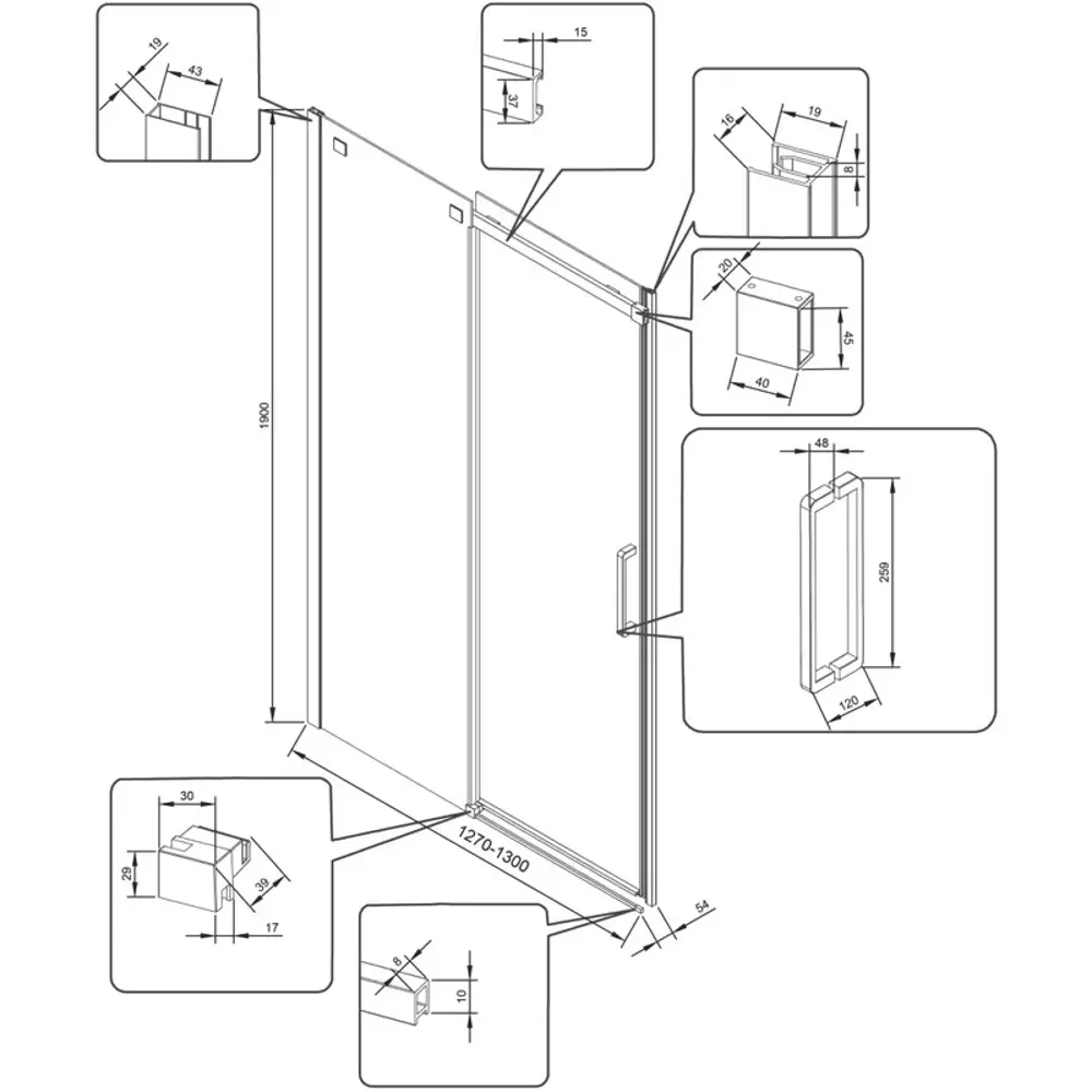 Фото 3 Душевая дверь Veconi Vianno VN70GR-130-01-C4 цвет профиля хромированный стекло прозрачное Фото 3 Душевая дверь Veconi Vianno VN70GR-130-01-C4 цвет профиля хромированный стекло прозрачное