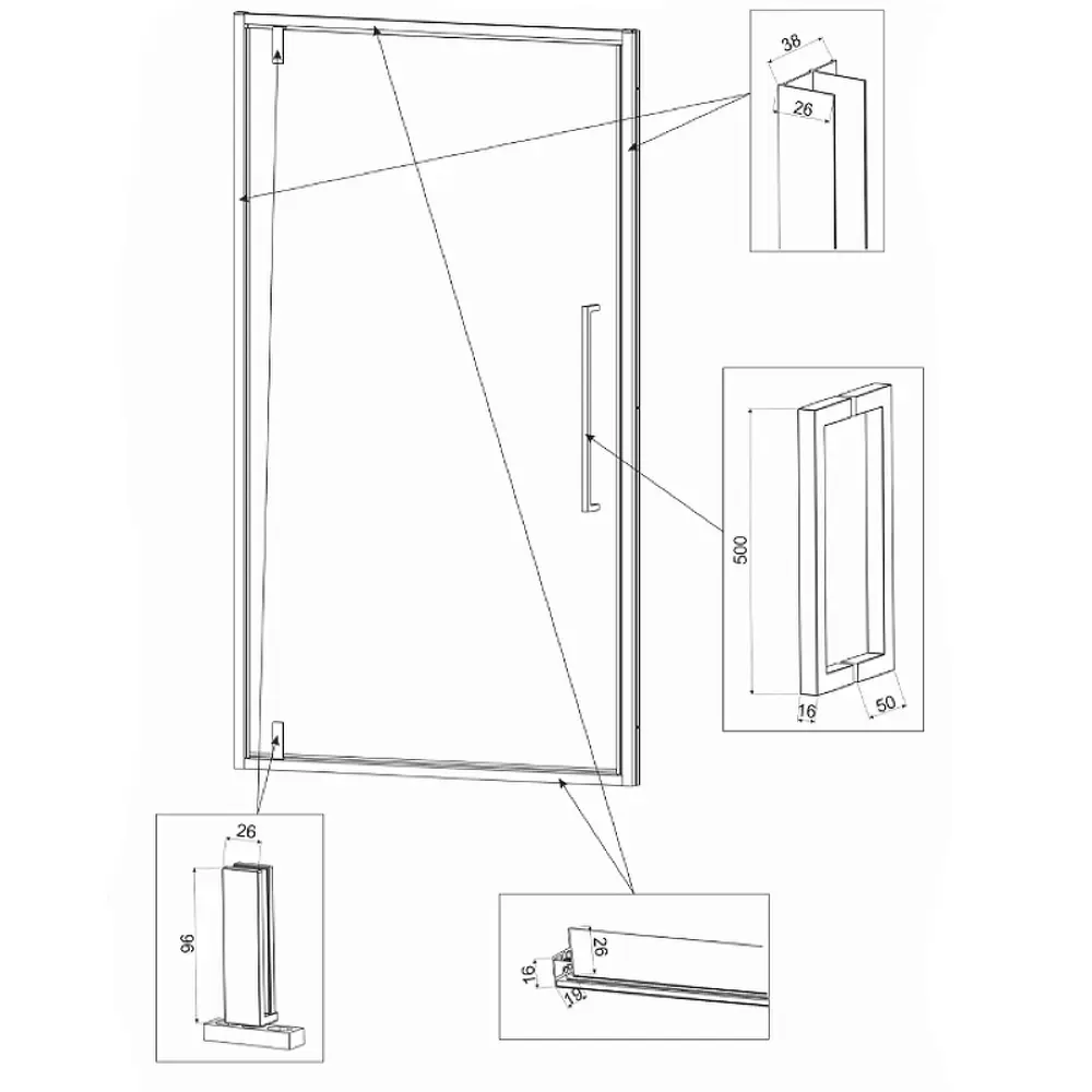 Фото 4 Душевая дверь Veconi Vianno VN33B-90-01-C7 цвет профиля черный стекло прозрачное