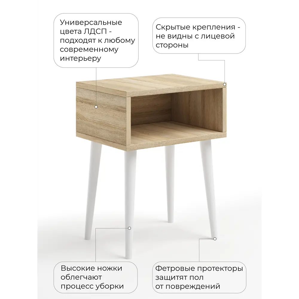 Фото 3 Тумба прикроватная Monofix ПТ-С-Б 40x52x30 см 1 ящик ЛДСП цвет дуб сонома Фото 3 Тумба прикроватная Monofix ПТ-С-Б 40x52x30 см 1 ящик ЛДСП цвет дуб сонома