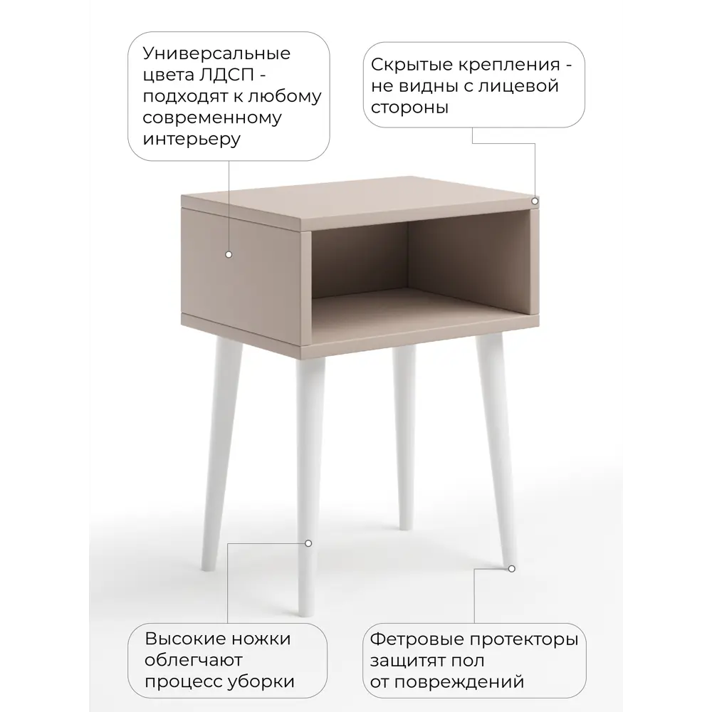 Фото 3 Тумба прикроватная Monofix 40x52x30 см 1 ящик ЛДСП цвет белый/капучино Фото 3 Тумба прикроватная Monofix 40x52x30 см 1 ящик ЛДСП цвет белый/капучино