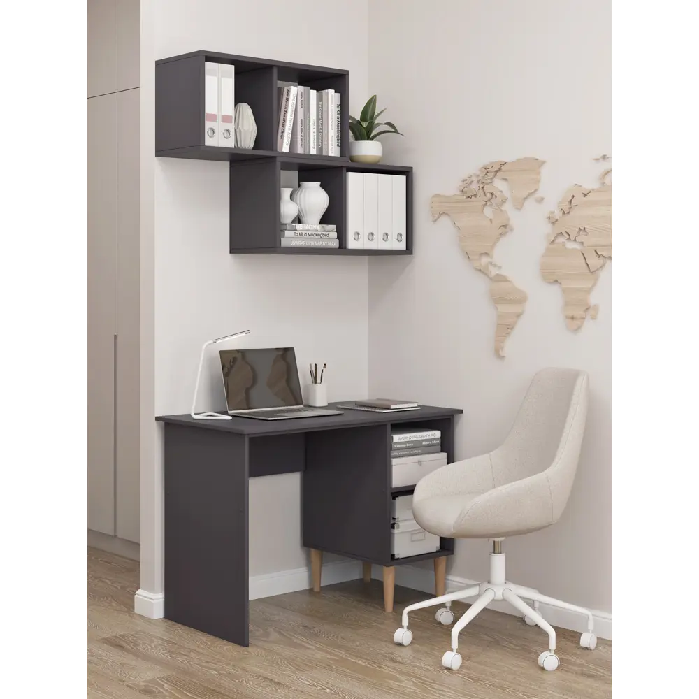 Фото 2 Офисный стол Monofix Одос 105x75x56 см ЛДСП цвет графит Фото 2 Офисный стол Monofix Одос 105x75x56 см ЛДСП цвет графит