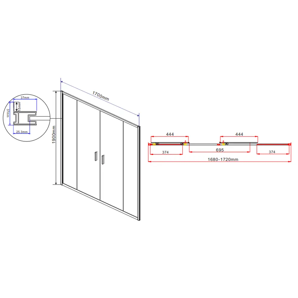 Фото 8 Душевая дверь Vincea Garda VDS-1G2170CL 170x190 цвет профиля серебристый блеск стекло прозрачное