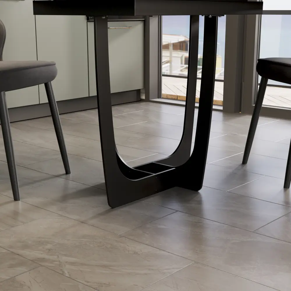 Фото 8 Стол прямоугольный Трия Орфей стекло глянцевый белый мрамор 140x140 МДФ цвет черный