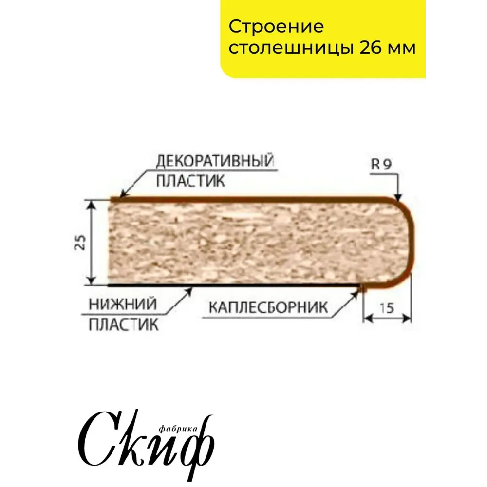 Фото 6 Кухонная столешница Скиф 200x60x2.6 см ЛДСП цвет черный королевский жемчуг