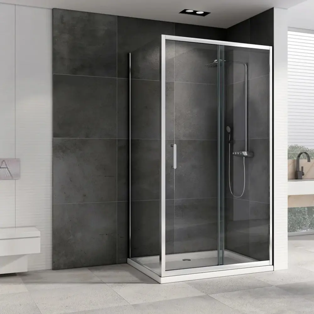 Фото 2 Душевой уголок Abber Schwarzer Diamant 645932 прямоугольный 120x90см серебристый блеск профиль эффект стекла прозрачный