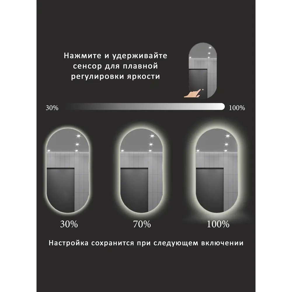 Фото 3 Зеркало для ванной Alias Олимпия подогрев o10055201 с подсветкой 55x100см Фото 3 Зеркало для ванной Alias Олимпия подогрев o10055201 с подсветкой 55x100см