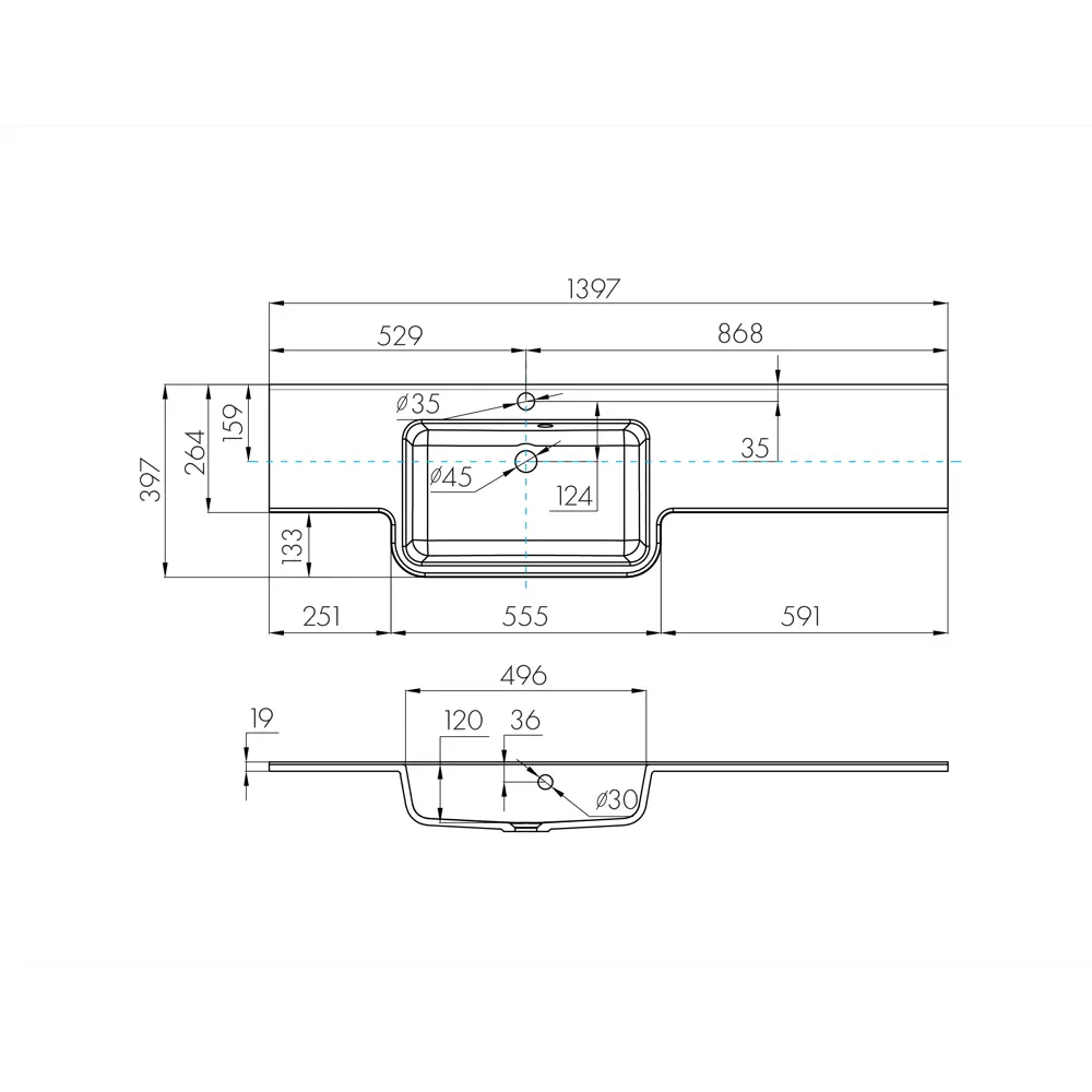 Фото 2 Раковина Aquaton hotel b 1A709631PI01L 140см цвет белый