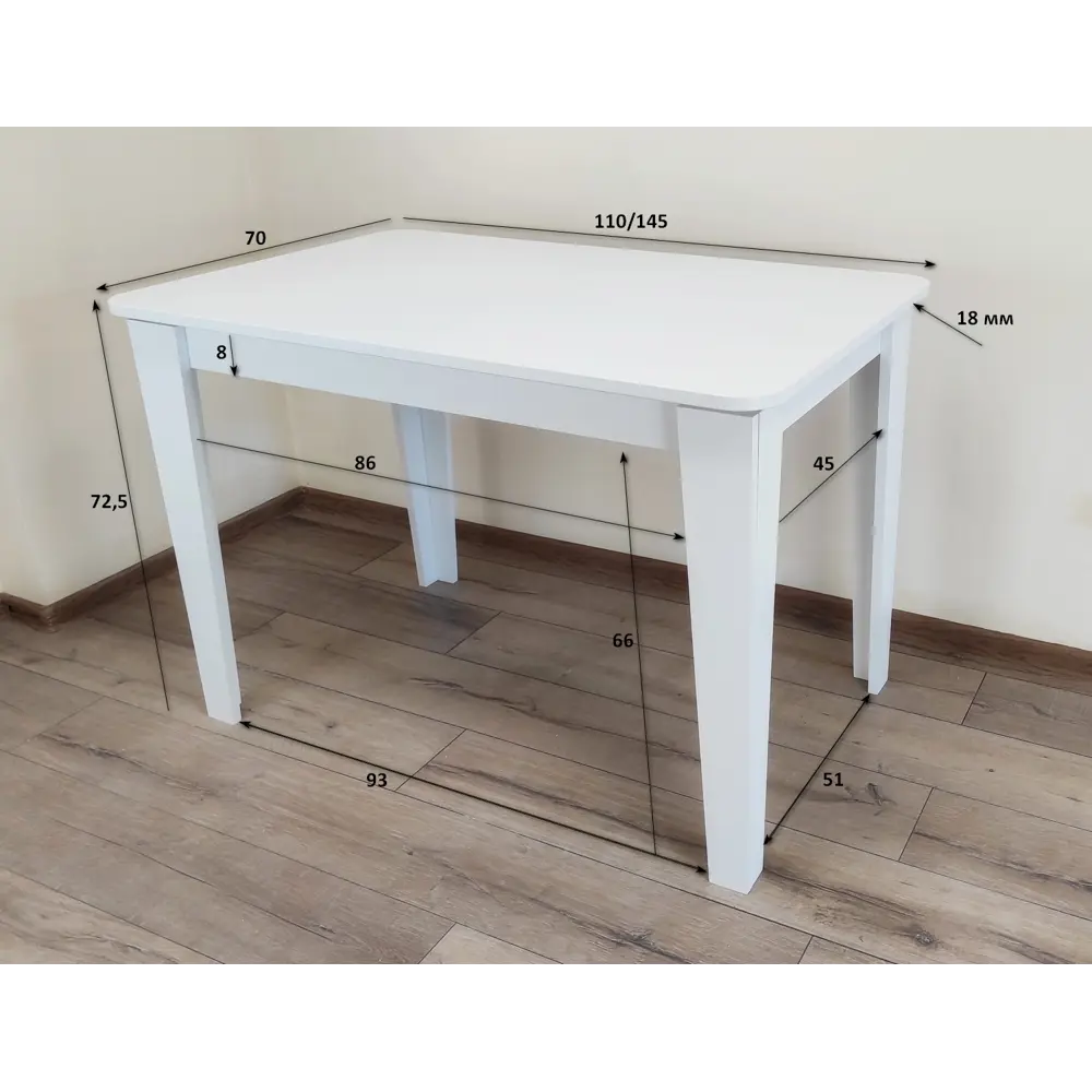 Фото 5 Кухонный стол прямоугольный Терминал Kewin 110-145x70x75.50 см ДСП цвет белый Фото 5 Кухонный стол прямоугольный Терминал Kewin 110-145x70x75.50 см ДСП цвет белый