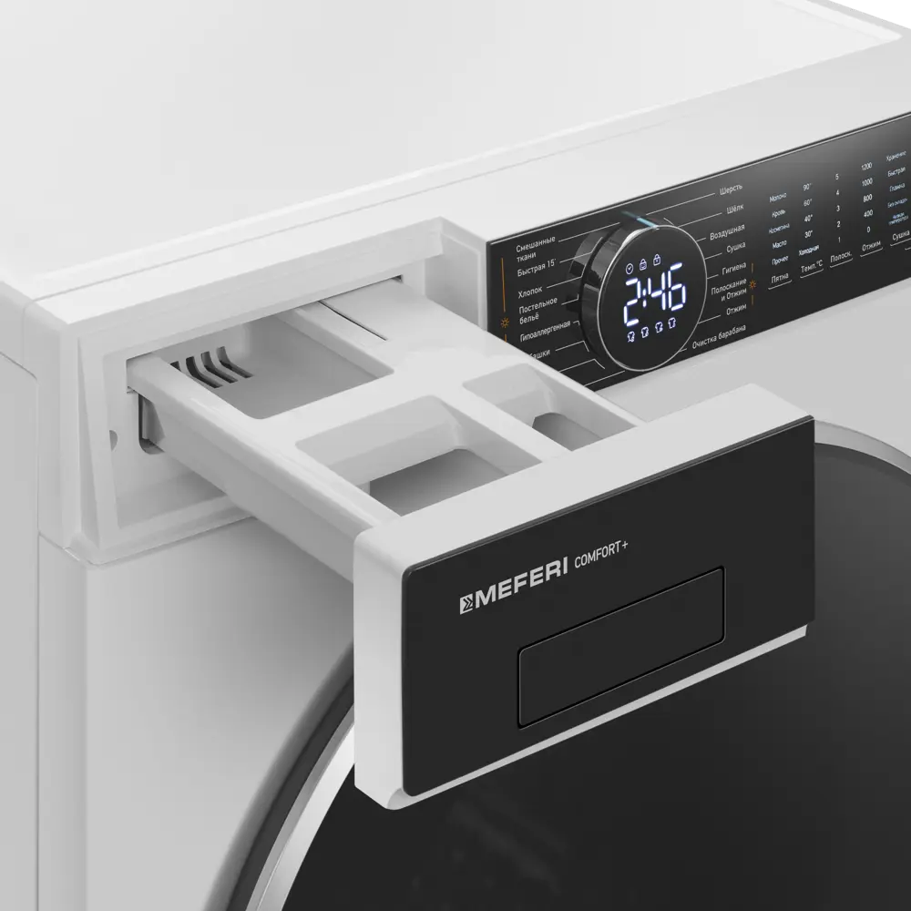 Фото 18 Стиральная машина с сушкой Meferi MFWD1071216WH comfort plus инвертором и паром отдельностоящая 59.5x85x62 см 10 кг цвет белый Фото 18 Стиральная машина с сушкой Meferi MFWD1071216WH comfort plus инвертором и паром отдельностоящая 59.5x85x62 см 10 кг цвет белый