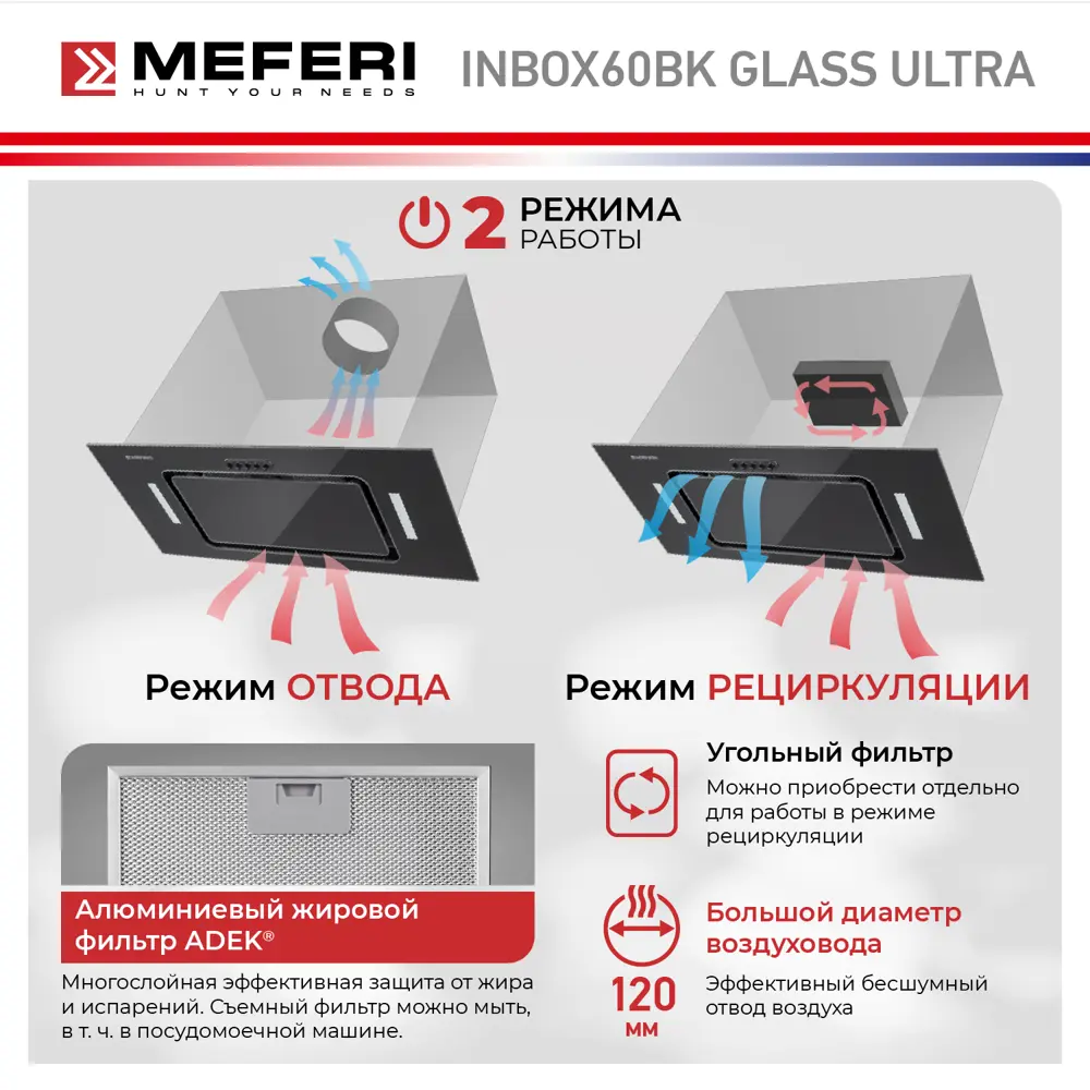 Фото 5 Встраиваемая вытяжка Meferi INBOX60BK GLASS ULTRA 60 см цвет черный Фото 5 Встраиваемая вытяжка Meferi INBOX60BK GLASS ULTRA 60 см цвет черный