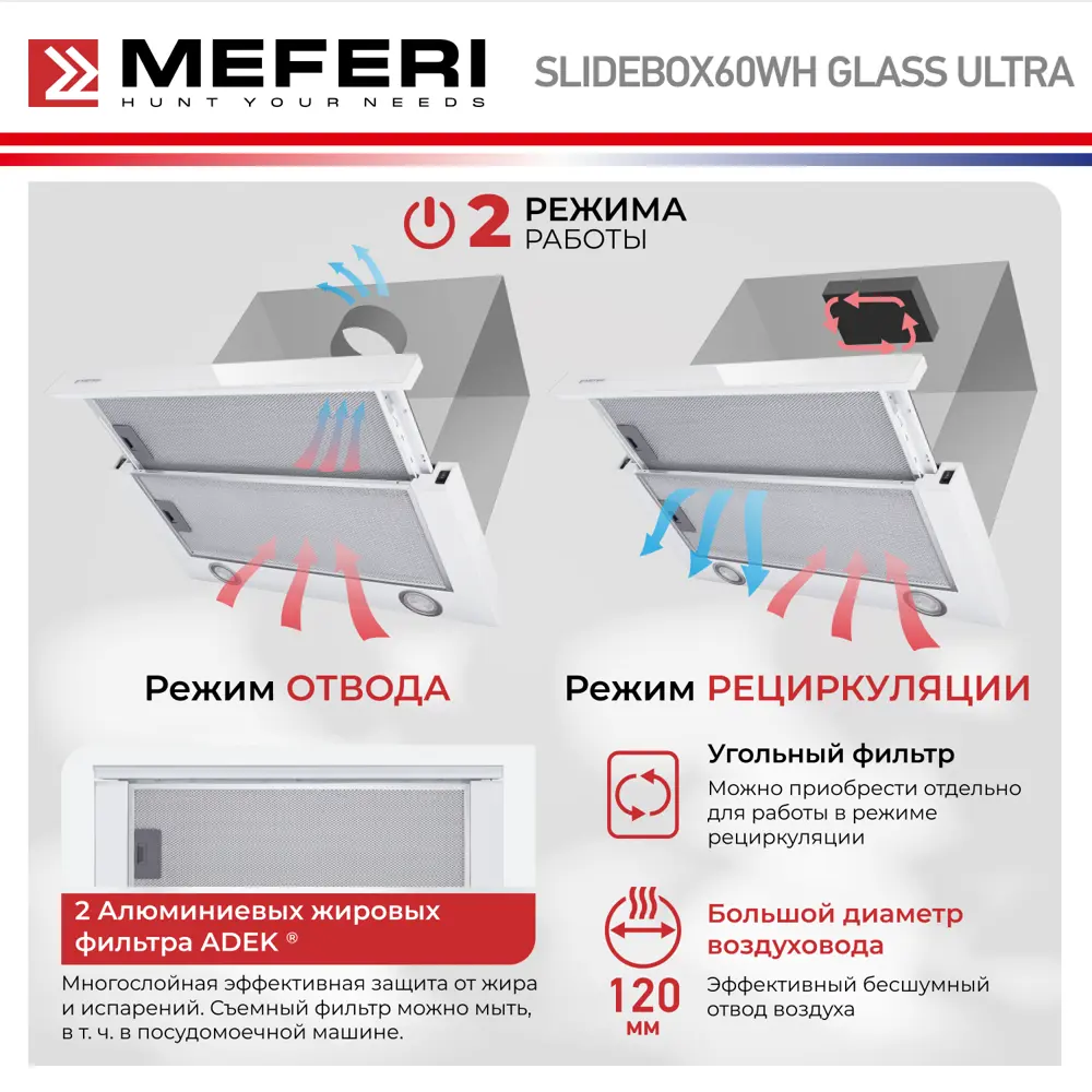 Фото 5 Встраиваемая вытяжка Meferi SLIDEBOX60WH GLASS ULTRA 60 см цвет белый Фото 5 Встраиваемая вытяжка Meferi SLIDEBOX60WH GLASS ULTRA 60 см цвет белый