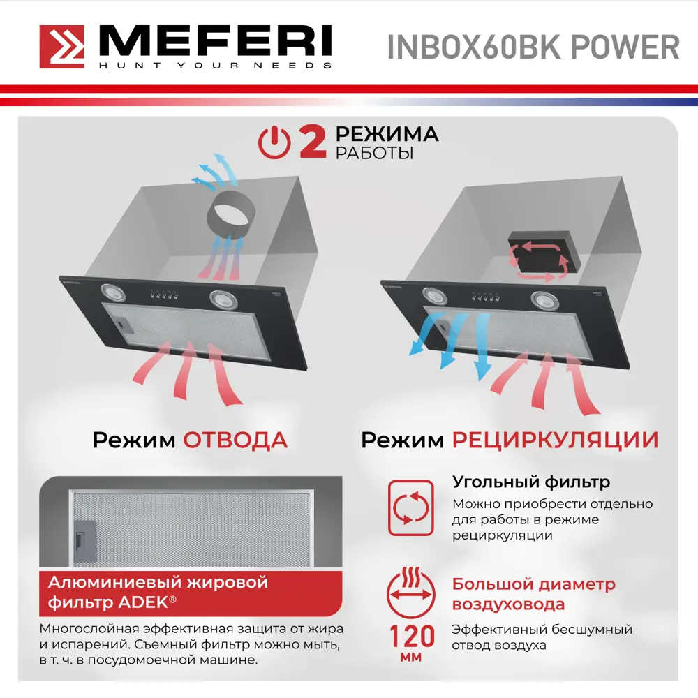 Фото 5 Встраиваемая вытяжка Meferi Inbox60BK Power 60 см цвет черный Фото 5 Встраиваемая вытяжка Meferi Inbox60BK Power 60 см цвет черный