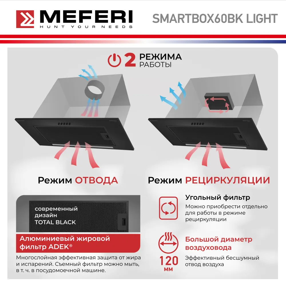 Фото 5 Вытяжка полновстраиваемая Meferi SMARTBOX60BK LIGHT 60 см цвет черный Фото 5 Вытяжка полновстраиваемая Meferi SMARTBOX60BK LIGHT 60 см цвет черный