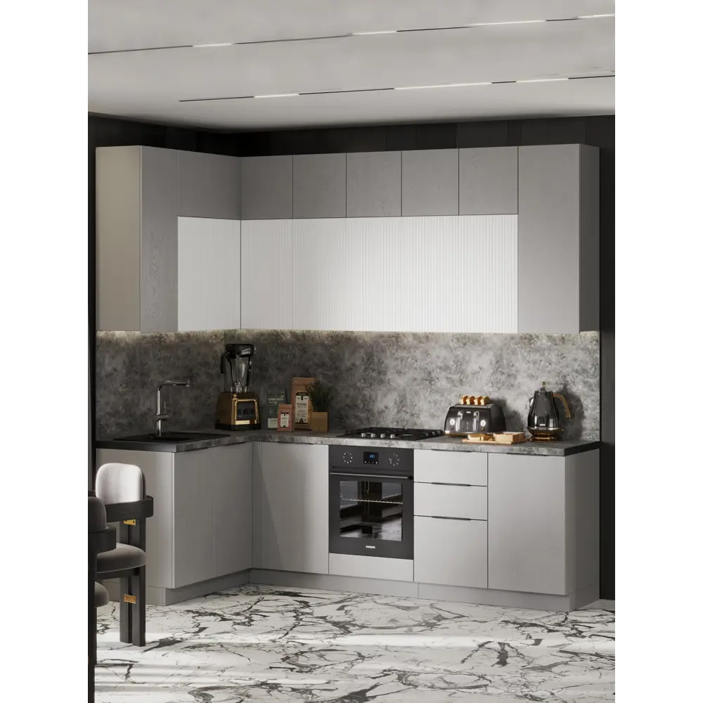 Фото Кухонный гарнитур Эльза Safina grand Эльза_2,75х1,5 275x245x150 см ЛДСП цвет серый Фото Кухонный гарнитур Эльза Safina grand Эльза_2,75х1,5 275x245x150 см ЛДСП цвет серый