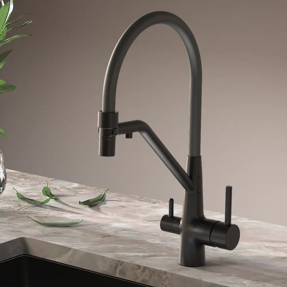 Фото Смеситель для кухни Esko line EL_MGN flex total black гибкий излив 20 см цвет черный Фото Смеситель для кухни Esko line EL_MGN flex total black гибкий излив 20 см цвет черный