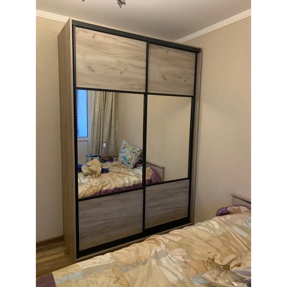 Фото 7 Шкаф-купе Клевер Атина с 2 дверями 240x140х45 см 6 полок ЛДСП цвет дуб крафт серый комбинированный Фото 7 Шкаф-купе Клевер Атина с 2 дверями 240x140х45 см 6 полок ЛДСП цвет дуб крафт серый комбинированный