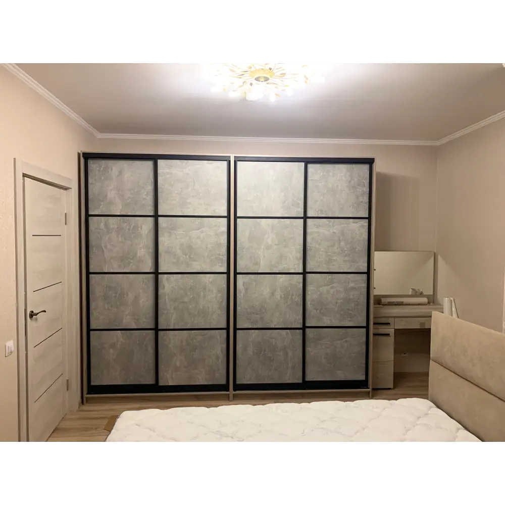 Фото 7 Шкаф-купе Клевер Атина с 2 дверями 240x150х45 см 6 полок ЛДСП цвет дуб крафт серый/бетон серый Фото 7 Шкаф-купе Клевер Атина с 2 дверями 240x150х45 см 6 полок ЛДСП цвет дуб крафт серый/бетон серый
