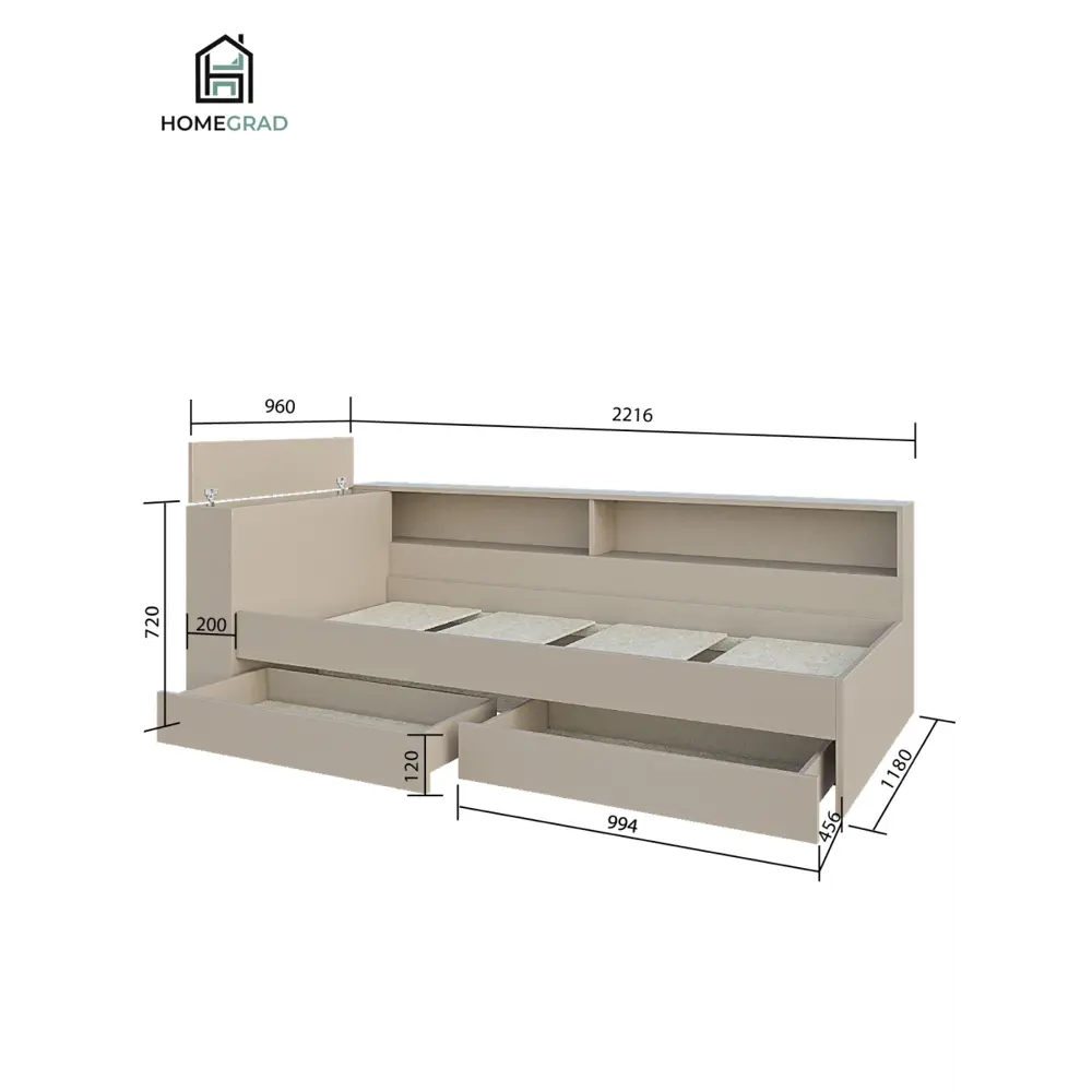 Фото 4 Кровать Homegrad Ksenia 200x90 см цвет бежевый Фото 4 Кровать Homegrad Ksenia 200x90 см цвет бежевый