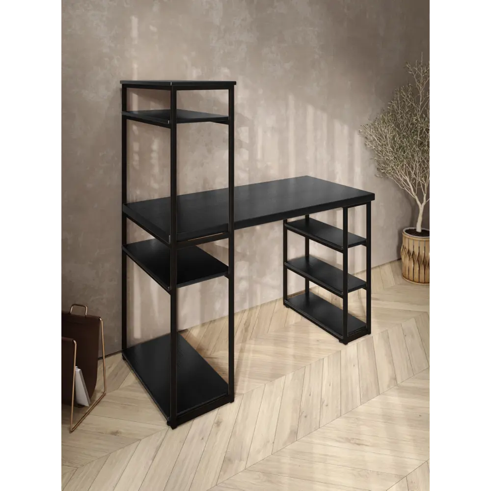 Фото 4 Стол письменный Solarius Loft 80x148x120 см сталь и дерево цвет черный/оникс Фото 4 Стол письменный Solarius Loft 80x148x120 см сталь и дерево цвет черный/оникс