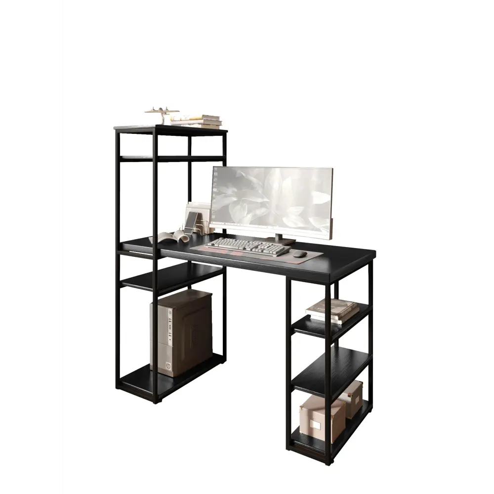 Фото 2 Стол письменный Solarius Loft 80x148x140 см сталь и дерево цвет черный/оникс Фото 2 Стол письменный Solarius Loft 80x148x140 см сталь и дерево цвет черный/оникс